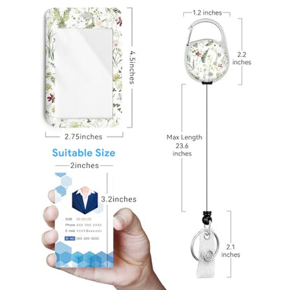 2 Pack Flowers ID Badge Holder with Clip Badge Reels - color: 2 Pack-flowers 10