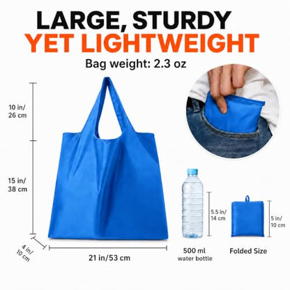 Reusable Grocery Bags 6 Pack, Foldable Shopping Bags with Pouch, Heavy Duty 50 LBS, Machine Washable Travel Totes - color: Navy Blue