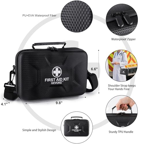 Gevoke 410 Piece Waterproof Hard Shell First Aid Kit, Black - color: Black