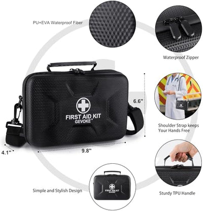 Gevoke 410 Piece Waterproof Hard Shell First Aid Kit, Black - color: Black