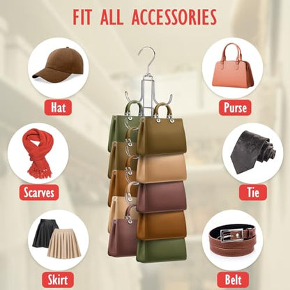 Purse Organizer for Closet: Upgraded Purse Hanger with 10 Big Hooks - style: Silver01