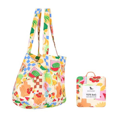 Dock & Bay Everyday Beach Tote Bag - Reusable Carrier Bag for Daily Use - Carries Up to 10kg - 100% Recycled Materials - color: Supper Club