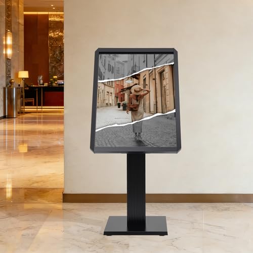 Sign Holder Stand, 21.5"x 29" Adjustable Floor Standing Sign Holder with Stable Base, Aluminum Vertical and Horizontal Pedestal Poster Stand for Board Display