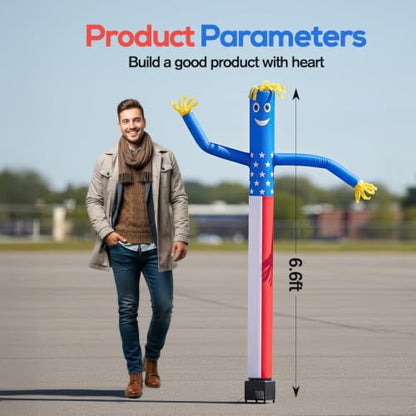 6ft American Flag Inflatable Waving Tube Man with Blower - color: American Flag