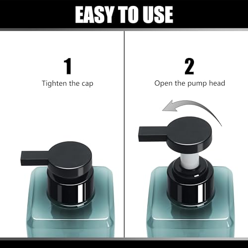 Soap Dispenser Bottles Large Capacity, YACEYACE 25oz Set of 3 Clear Blue - color: Clear Grey Blue, size: 3"L x 3"W x 9.3"H