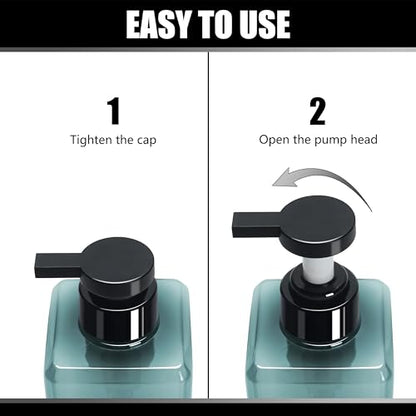 Soap Dispenser Bottles Large Capacity, YACEYACE 25oz Set of 3 Clear Blue - color: Clear Grey Blue, size: 3"L x 3"W x 9.3"H
