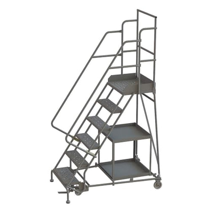 Tri-Arc KDSP106242 6-Step Stock Picking Industrial & Warehouse Steel Rolling Ladder with Grip Strut Tread - size: 6-Step, style: Grip Strut Tread
