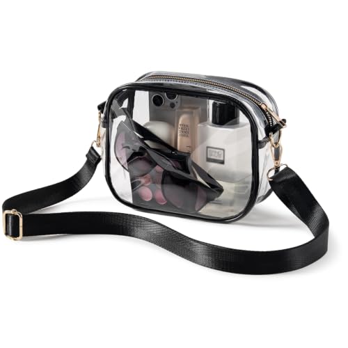 TOBVZOO Clear Bag Stadium Approved, Crossbody Transparent Bag for Concerts Sports Events, Purses for Men & Women - color: Clear - Black