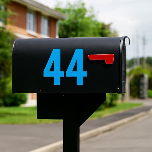 Blue Number Stickers 0-9 4" Vinyl, 6 Sheets Waterproof Self-Stick Address Numbers for Curb, Trash Can, Wall, Metal, Glass, Mailbox, Easy to Apply Outdoor Decals（Blue） - color: Blue