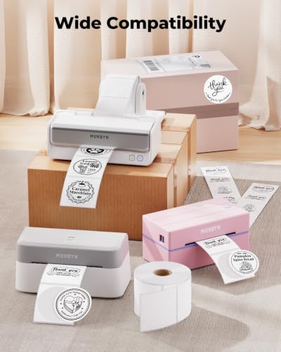 MUNBYN 2.5 Inch White Circle Thermal Labels for Baking, 500 Sheets/1 Roll - color: White, size: 2.5inch