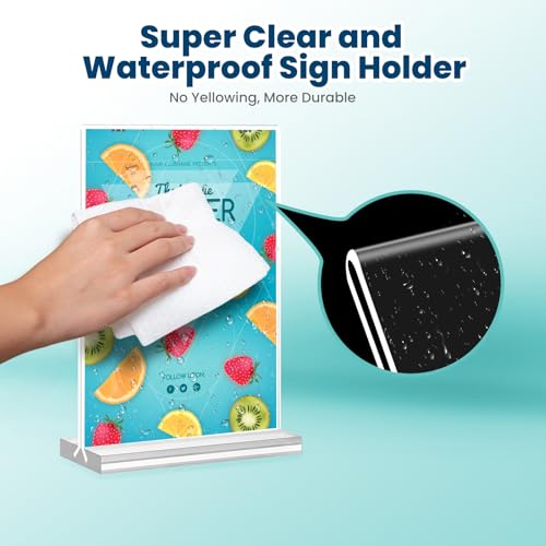 Acrylic Sign Holder, 5x7, 15 Pack Vertical Clear Table Menu Display, Double Sided, Plastic Stand, Suitable for Restaurants, Office, Store, Fair - color: Vertical 15 Pack 5x7