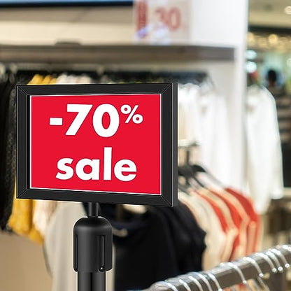 Kigley Stanchion Sign Holder Horizontal Double Sided Sign Frame with Cover Landscape Display for 8.5 x 11 Inch Paper Size Stanchion Post Top Signs Frame Crowd Control Queue Barrier(4 Pcs)