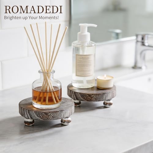 Romadedi Whitewashed Wood Riser, Pillar Candle Holder, 4.7 in, 2 Packs - color: Whitewashed, size: 2 PCS
