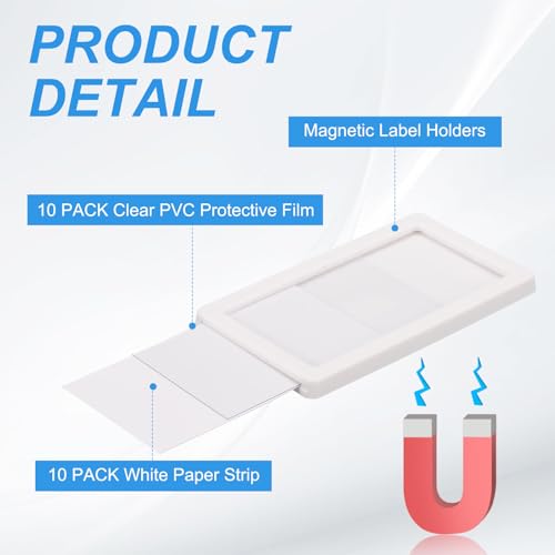 uxcell 10 Pcs Magnetic Label Holders, 2.8 x 1.6 Inch Data Card Holder with Paper Cards and Protective Films for Shelf White Board Toolbox Metal Wall Cabinet Drawer, White - color: White, size: 2.8 x 1.6 Inch