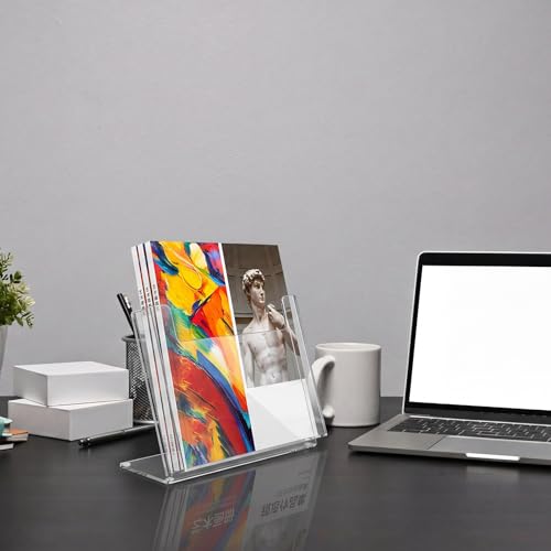 Threehoney 2 Pcs Clear Acrylic Postcard Holder 8.5 x 11 In Brochure Rack - size: 8.5 x 11 inches