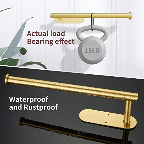 DEKAVA Paper Towel Holder Under Cabinet for Kitchen, Adhesive Paper Towel Holder Wall Mount, SUS304 Stainless Steel 13 inch(1,Gold) - color: Gold