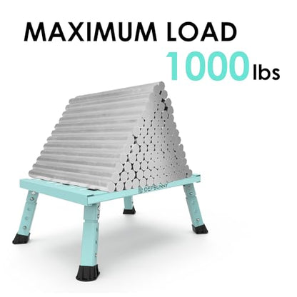 Adjustable RV Step Stool, Wide Platform, Foldable Legs, Green - color: Green