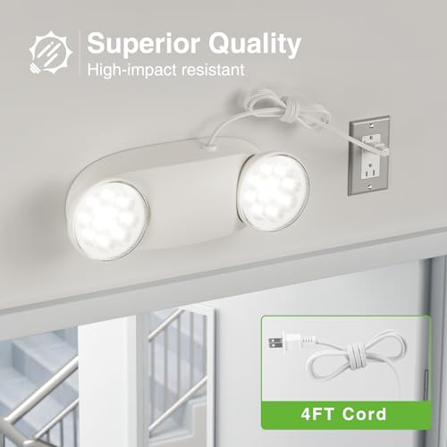 FREELICHT 12 Pack Led Emergency Lights with Round Head, 4FT Plug in Cord - size: 12 pack
