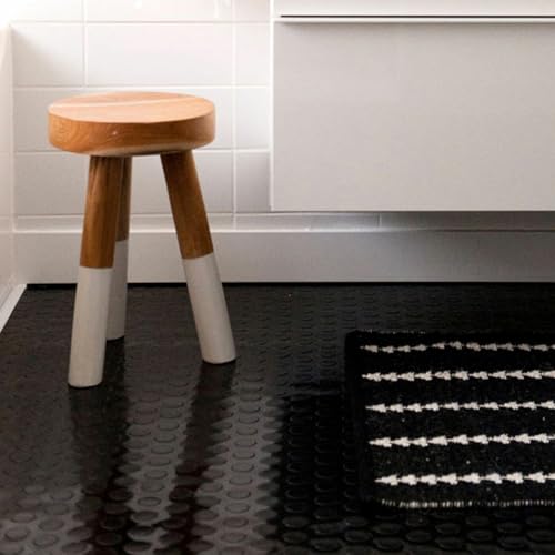 3mm Thin Coin-Grip Rubber Flooring Roll, 2X 4 ft Waterproof Anti Slip Mat, Multi-Purpose Easy Clean Floor Protector for Garage, Laundry Room, Gym, Kennel - size: 2 ft x 4 ft x 0.1 in
