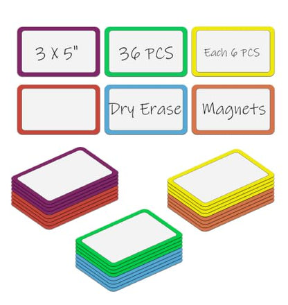 3X5 Dry Erase Whiteboard Magnets with Color Border,36PCS - size: 5X3",36PCS