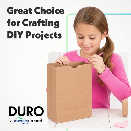 DURO 57# Heavy Duty Brown Grocery Bags, No Handles, 12x7x17 In, 100 Ct - size: 1 Count (Pack of 100)
