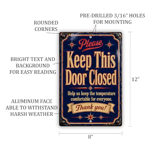 Keep This Door Closed Vintage Enamel Business Sign - style: Keep This Door Closed