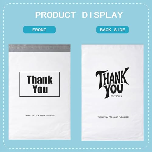 POLYSELLS Thank You Poly Mailers 10x13 inches 50 Pcs Waterproof Self-Sealing Shipping Bags for Clothing | White - color: white, size: 10"x13" 50 PCS