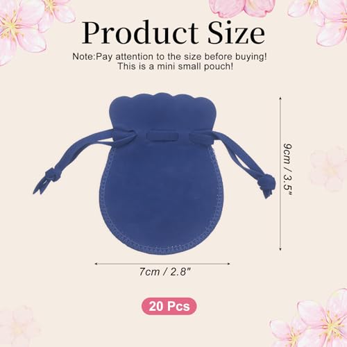 uxcell 20pcs Small Velvet Drawstring Pouches, 2.8"x3.5" Jewelry Bags, Blue - color: Blue, size: 1 Count (Pack of 20)
