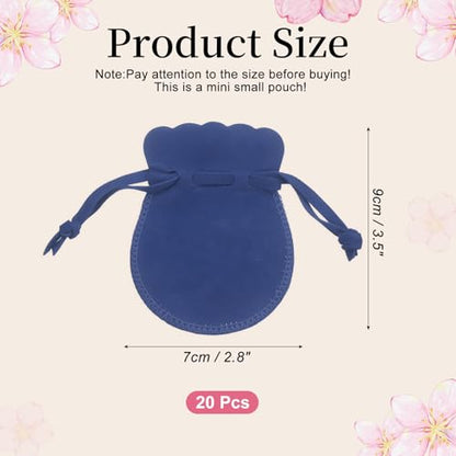 uxcell 20pcs Small Velvet Drawstring Pouches, 2.8"x3.5" Jewelry Bags, Blue - color: Blue, size: 1 Count (Pack of 20)