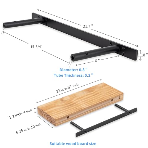 22‘’ Heavy-Duty Hidden Floating Shelf Bracket – 210 LBS Max Load (Mounted on Studs), Floating Mantel Bracket for Fireplace & Wall Shelves, Includes Premium Installation Kit（22 inch Brackets） - size: 22 Inch - With Drilling Kit + Router Kit