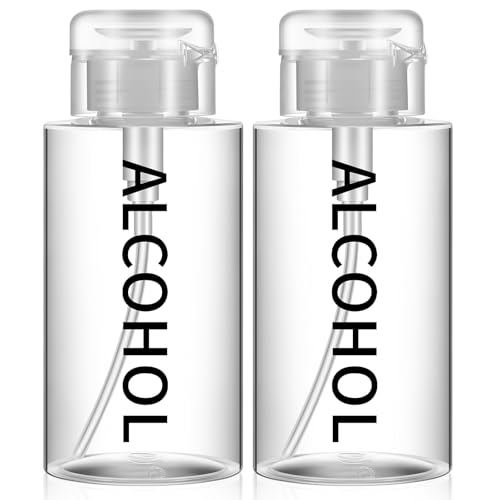 Layhit 3 Pcs 10 Oz/ 300 ml Alcohol Pump Dispenser Bottles, Push Down - color: Clear Cap + Clear Bottle, size: 10 oz