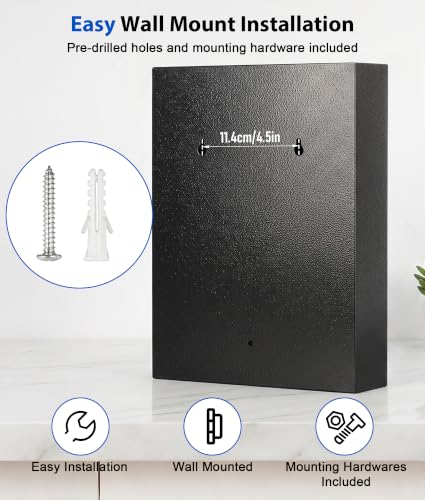 KYODOLED Key Box, 40-Key Lock Box with Combination Lock, Wall Mount, Black - color: Black-01