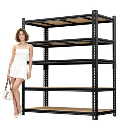 72" H Heavy-Duty Garage Shelving | Metal Garage Storage Racks, 4,800-pound Capacity; Adjustable Shelving for Garage Storage, Multi-Purpose Shelving Unit,72H*55W*24.03D (72H*55W*24.03D) - size: 72H*55W*24.03D
