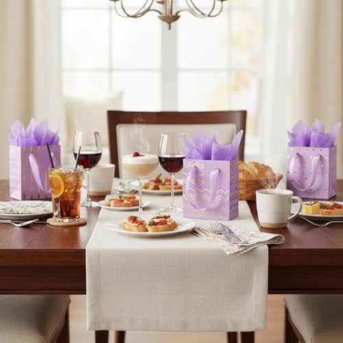 Tenare 12 Pcs Small Gift Bags Bulk,4 x 2.75 x 4.5 Inch,Purple Gold - color: Purple Gold, size: 4 x 2.75 x 4.5 Inch