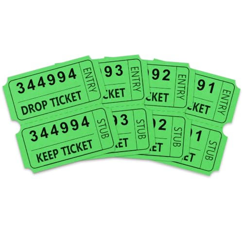 THEBLUETOUCH 2000 Pcs Green Raffle Tickets, Large Bold Numbers Double Tickets for Raffle, 2"x2" Ticket for Events, 50/50 Draws, Entry, Class Reward, Fundraiser & Prizes（1000 Pairs） - color: Green