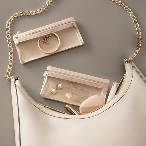 KarSyon Jewelry Travel Pouch Case 10 Velvet Zipper Pouches Clear Design - color: 10PCS Beige, size: Large