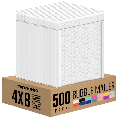 Metronic Bubble Mailer 4X8 Inch White 500 Pack,Waterproof Padded Envelopes,Self-Seal Small Bubble Mailers Cushioning Bubble Envelopes for Shipping,Jewelry Makeup Supplies, Packaging Bulk - color: White, size: 4X8" 500PC