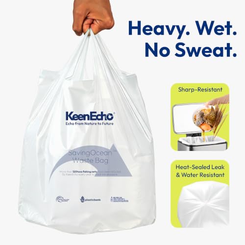 Small Trash Bags with Handles - Ocean Plastic Upcycling - Plastic Garbage Bags, Can Bin & Waste Basket Liner for Kitchen, Bathroom, Office and Pets,3 Gallon 200 Count White - color: 3Gal White, size: 1 DISPENSER BOX