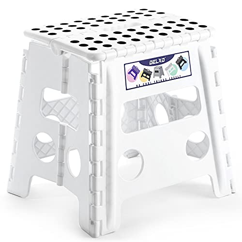 Delxo Folding Step Stool 13 Inch,300 Lbs Step Stool for Adults White - color: White, size: 13 Inch