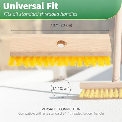 Deck Scrub Brush Head 7.87" - Heavy Duty Concrete & Wooden Deck Scrub Brush With Hard Nylon Bristles - size: 7.87"