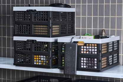 Aebeky 3-Pack Plastic Collapsible Storage Crates-30L,Foldable Plastic Crates for Storage (Black+Gray) - color: Black+Gray