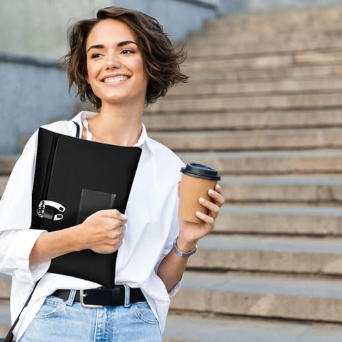Money Bag with Zipper Lock for Cash, Black, 11.4x8.3in - color: white