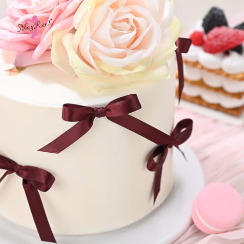 MAYREEL 3/8 inch Burgundy Double Faced Satin Ribbon 50 Yards - color: Burgundy, size: 3/8 Inch