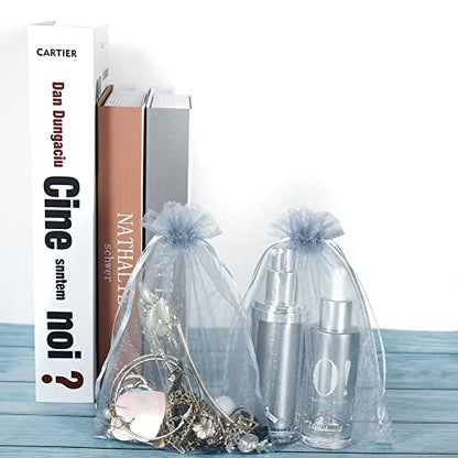 HRX Package 100pcs Mesh Organza Bags 5x7 in for Gift Giving (Silver Gray) - color: Silver Gray