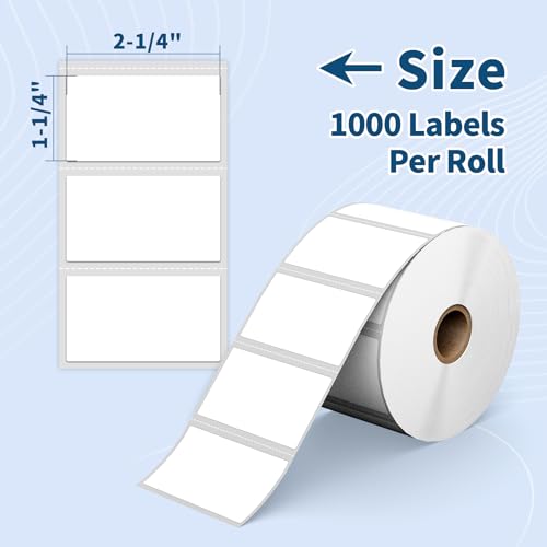 2.25" x 1.25" Direct Thermal Labels,Compatible with Zebra ZD410 ZD411 LP2824 ZD421 ZD420 GK420d, Rollo, MU,12 Rolls 12000 Pcs 2-1/4x1-1/4 Barcode Self-Adhesive Address Shipping Stickers - color: Zb 2.25x1.25 | 12rolls-12000p