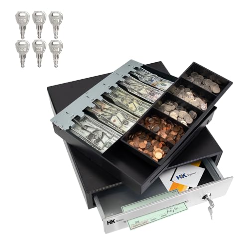 HK SYSTEMS 16inch "Stainless Steel" Front Heavy Duty POS "USB" Interface Cash Drawer with 5Bill/5Coin (BLACK) "NO compatibility with Square POS system for now" - color: 16" POS-USB Black