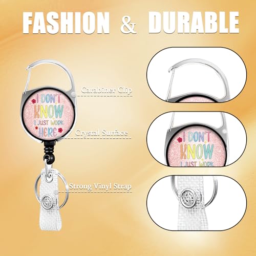 I Don't Know I Just Work Here Lanyards for ID Badges, Funny ID Badge Holder with Lanyard Retractable Badge Holder/Reel Lanyard, Teacher Student Office Gifts - color: I Just Work Here