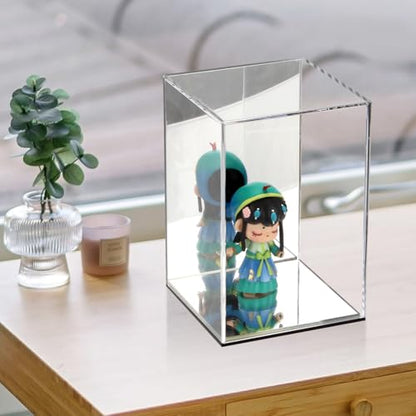 Clear Acrylic Display Case with Mirrored Back and Base, 4x4x6Inch - size: 4x4x6Inch