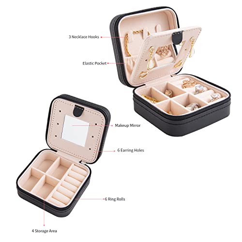 KElofoN Jewelry Case & Box Organizer - Small, Mirrored, for Girls & Women (Black-5) - color: Black-5