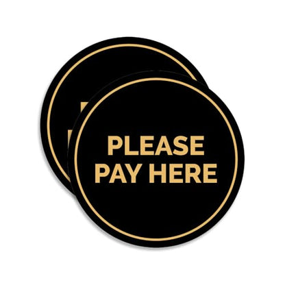 Signs ByLITA Circle Pay Here Sign (Black/Gold) - Small (2 Pack) - color: Black Gold, size: 4" - Small (2 Pack)